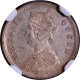 NGC MS 63 Graded Silver Two Annas Coin of Victoria Queen of Bombay Mint of 1862.