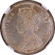 NGC MS 63 Graded Silver Quarter Rupee Coin of Victoria Empress of Calcutta Mint of 1882.