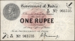 One Rupee Banknote of King George V Signed by H Denning of 1917 of Universalised Circle.