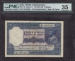 Graded PMG 35 Choice Very Fine Ten Rupees Banknote of King George V Signed by J B Taylor of 1926.