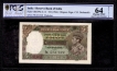 PCGS Graded 64  Choice UNC Details Five Rupees Banknote of King George VI Signed by C D Deshmukh of 1944.