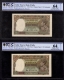 PCGS Graded 64  Choice UNC Details Five Rupees Banknotes of King George VI Signed by C D Deshmukh of 1944.