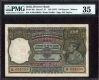 PMG Graded 35  Choice Very Fine One Hundred Rupees Banknote of King George VI Signed by J B Taylor of 1938 of Madras Circle.