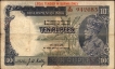 Ten Rupees Banknote of King George V Signed by J W Kelly of 1937 of Burma Issue.