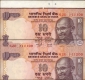  Running Pair Uneven Paper Cut Error Ten Rupees Banknotes Signed by Y V Reddy of Republic India.