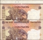  Running Pair Uneven Paper Cut Error Ten Rupees Banknotes Signed by Y V Reddy of Republic India.