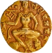 Gold Dinar Coin of Kumaragupta I of Gupta Dynasty of Lion Slayer type.