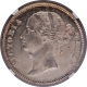 NGC MS 62 Graded Silver One Rupee Coin of Victoria Queen of Calcutta Mint of 1840.