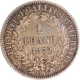 Silver One Francs Coin of Third Republic of France of 1872.