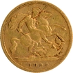 United Kingdom Gold Half Sovereign Coin of Victoria Queen of 1894.