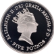 Proof Silver Five Pounds  Coin of 90th Birthday Anniversary of Queen Elizabeth II  of United Kingdom of 1990.