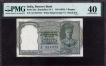 PMG Graded 40 Extremely Fine Five Rupees Banknote of King George VI Signed by C D Deshmukh of 1944.