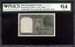 PMCS  Graded 64 UNC One Rupee Banknote Signed by K R K  Menon of Republic India of 1949.