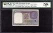 PMCS  Graded 58 AUNC One Rupee Banknote Signed by L K  Jha  of Republic India of 1957.