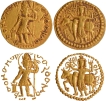 Very Rare Gold Dinar Coin of Vasudeva I of Kushan Dynasty in Oesho type with lord Shiva and Bull.