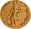 Very Rare Gold Dinar Coin of Vasudeva I of Kushan Dynasty in Oesho type with lord Shiva and Bull.