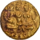 Rare Gold Half Varaha Coin of Harihara II of Vijayanagara Empire with lord Shiva and Parvati seated..