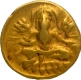 Large flan Gold Half Varaha Coin of Krishnadevaraya of Vijayanagar Empire of Seated Balakrishana.