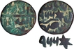 Mughal Empire Akbar Copper Dam Coin with Hijri year 966 and Star mint mark  'Mangarh' Type.