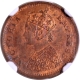 Scarce NGC MS 63 RB Graded Copper One Twelfth Anna Coin of Victoria Empress of Bombay Mint of 1889.