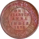 Very Rare 1878 Copper One Quarter Anna Coin of Victoria Empress of Calcutta Mint with Toning.