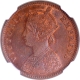 Rare NGC MS 62 BN Graded Copper One Quarter Anna Coin of Victoria Empress of Calctta Mint of 1896.