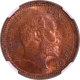 Scarce NGC MS 63 RB Graded Copper One Quarter Anna Coin of King Edward VII of Calcutta Mint of 1903.