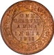 Very Rare Date of 1911 of King George V of Bronze One Quarter Anna Coin of Calcutta Mint with Uncirculated Condition.