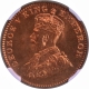 Very Rare Top Pop NGC MS 67 RB Graded 1926 King George V Bronze One Quarter Anna Coin of Bombay Mint.