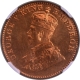 King George V Very Rare Top Pop NGC MS 67 RD Graded 1936 Bronze One Quarter Anna Coin of Bombay Mint.