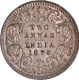 Rare Uncirculated Silver Two Annas Coin of Victoria Empress of 1878 of Calcutta Mint.