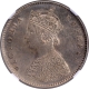 Rare NGC AU 58 Graded 1889 Silver Half Rupee Coin ofVictoria Empress of Calcutta Mint.