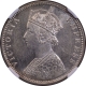 NGC MS 62 Graded Silver One Rupee Coin of Victoria Empress of Bombay Mint of 1888.