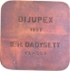 1957 Dijupex Square shaped Bronze Medal of Diamond Jubilee of Philatelic Society of India.