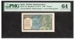 Very Rare  PMG Graded 64 Choice UNC 1935 One Rupee Banknote of King George V Signed by J W Kelly.