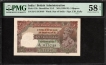 Extremely Rare PMG Graded  58  Five Rupees Banknote of King George V Signed by J W Kelly of 1934.