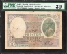 Very Rare PMG Graded 30  Very Fine One Hundred Rupees Banknote of King George V Signed by   J B  Taylor of 1928 of Bombay Circle.