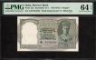 Very Rare PMG Graded 64 Choice UNC  Five Rupees Banknote of King George VI Signed by C D Deshmukh of 1944.