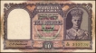 Ten Rupees Bank Note of King George VI Signed by C D Deshmukh of 1944.