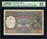 Extremely Rare PMG Graded 25 One Hundred Rupees Banknote of King George VI Signed by C D Deshmukh of 1944 of Bombay Circle.