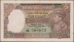 Very Rare Five Rupees Banknote of King George VI Signed by J B Taylor of 1945 of Burma Issue.