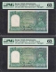 Very Rare PMG Graded 63 Ten Rupees Consecutive Banknotes of King George VI Signed by J B Taylor of 1938 of Burma Issue.