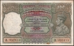 Very Rare One Hundred Rupees Banknote of King George VI Signed by C D Deshmukh of 1947 of Calcutta Circle of Burma Issue.