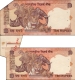 Sheet Fold Cutting and Serial Number Printing Error Ten Rupees Banknote Signed by Bimal Jalan of Republic India.