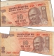 Extra Paper & cutting Error Ten Rupees Banknote of Republic India.