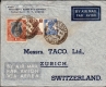 Air Mail Cover dispatched from Madras to Zurich with the cancellation of FLOWER BAZAR MADRAS.