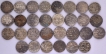 Lot of Thirty Silver Rupee Coins of Different Rulers of Awadh State.