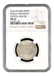 Graded & slabbed by NGC as MS62 Silver Rupee Coin of Farrukhabad Mint of Bengal Presidency.