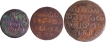 Madras  Mint  Copper Set of Three Coins, Five Cash Die Axis, Ten & Twenty Cash1807 AD Madras Presidency.