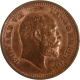 Very Rare Bronze Half Pice Coin of 1906 of King Edward VII of Calcutta Mint with Strong Features.